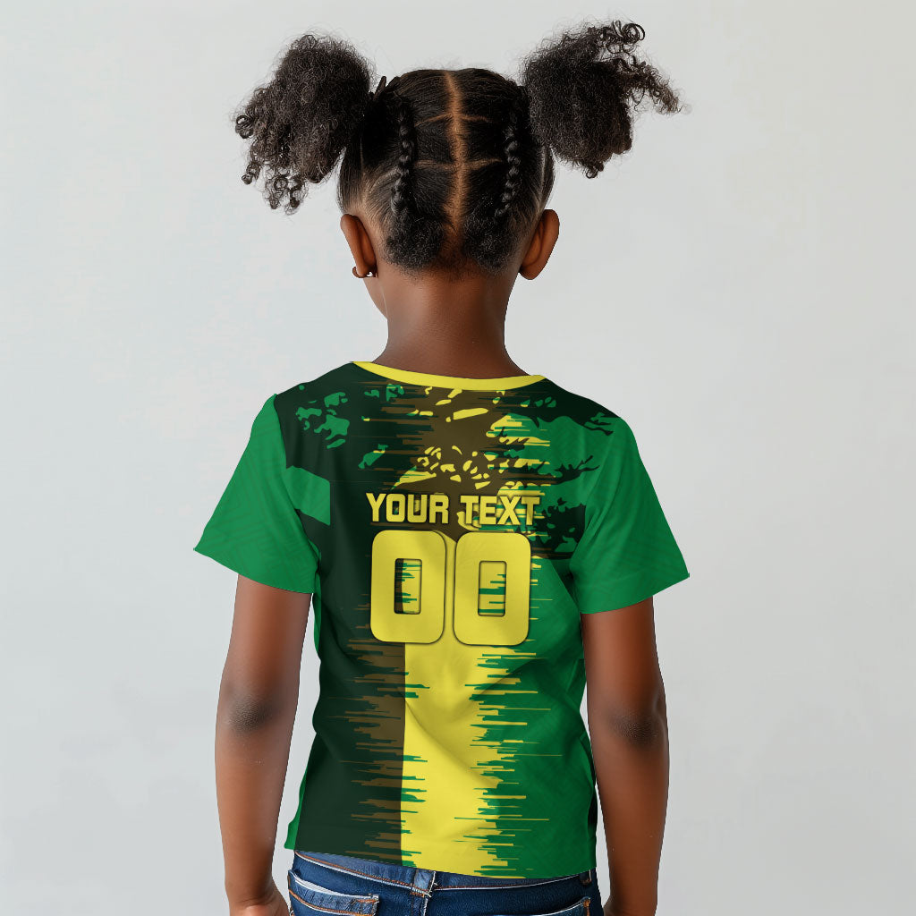Personalized Senegal Football Lion Kid T shirt Fierce Roaring Lion Soccer Art With Senegal Flag