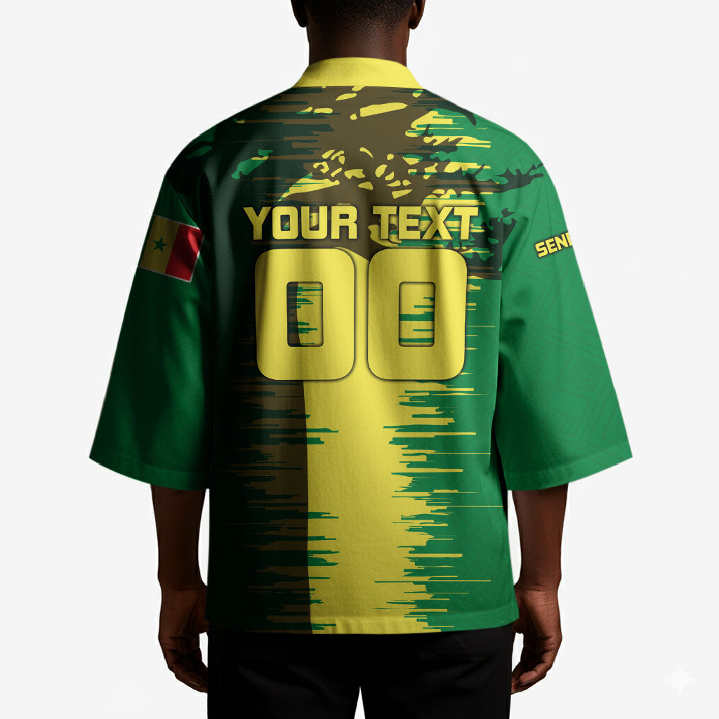 Personalized Senegal Football Lion Kimono Fierce Roaring Lion Soccer Art With Senegal Flag