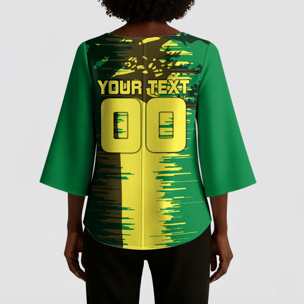 Personalized Senegal Football Lion Kimono Sleeve Blouse Fierce Roaring Lion Soccer Art With Senegal Flag