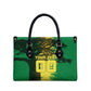 Personalized Senegal Football Lion Leather Bag Fierce Roaring Lion Soccer Art With Senegal Flag