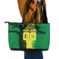Personalized Senegal Football Lion Leather Tote Bag Fierce Roaring Lion Soccer Art With Senegal Flag