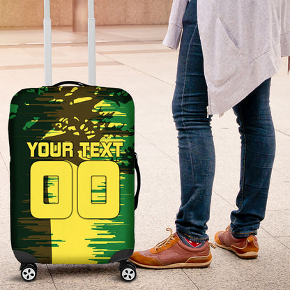 Personalized Senegal Football Lion Luggage Cover Fierce Roaring Lion Soccer Art With Senegal Flag