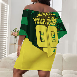 Personalized Senegal Football Lion Off Shoulder Short Dress Fierce Roaring Lion Soccer Art With Senegal Flag