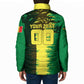 Personalized Senegal Football Lion Padded Jacket Fierce Roaring Lion Soccer Art With Senegal Flag