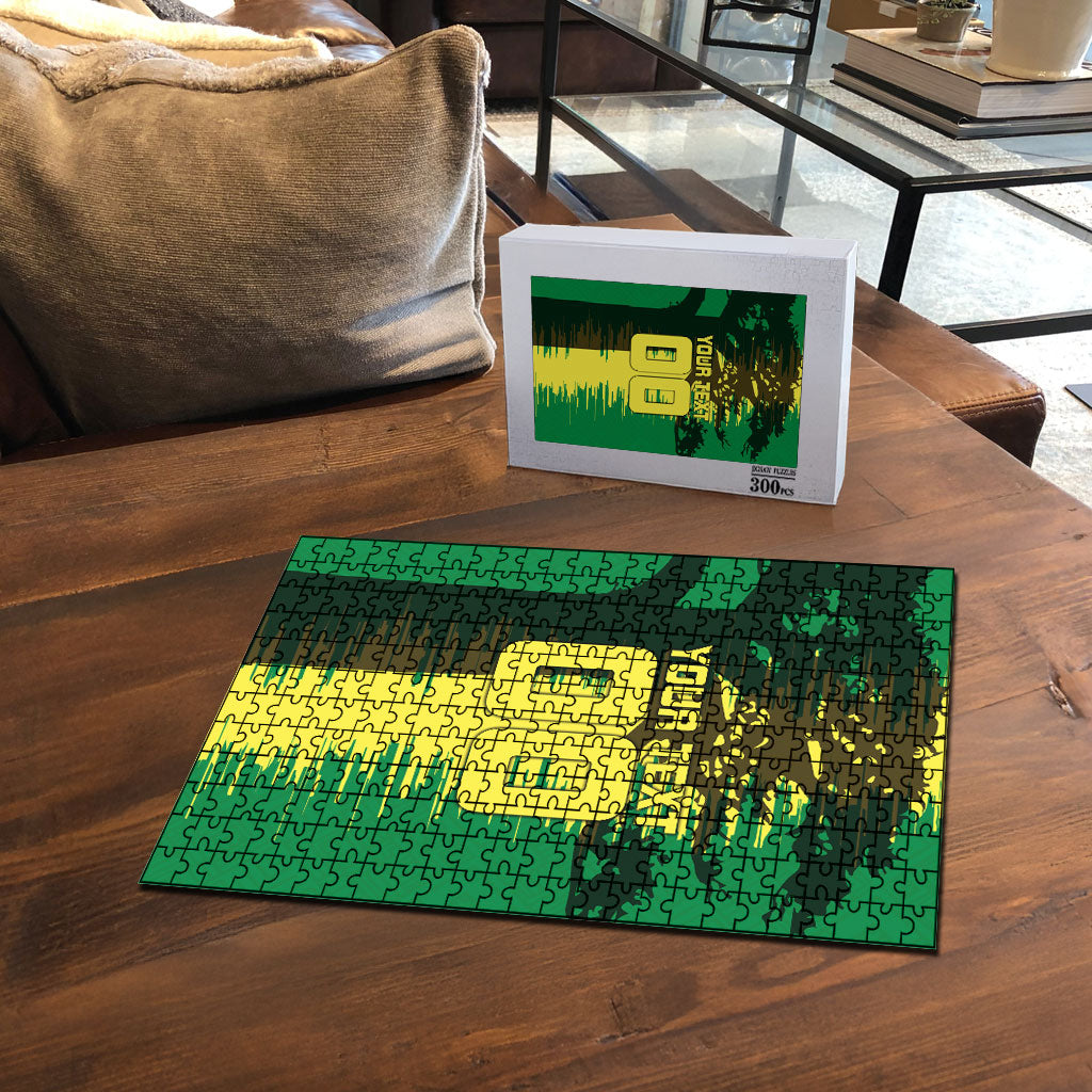 Personalized Senegal Football Lion Puzzle Fierce Roaring Lion Soccer Art With Senegal Flag