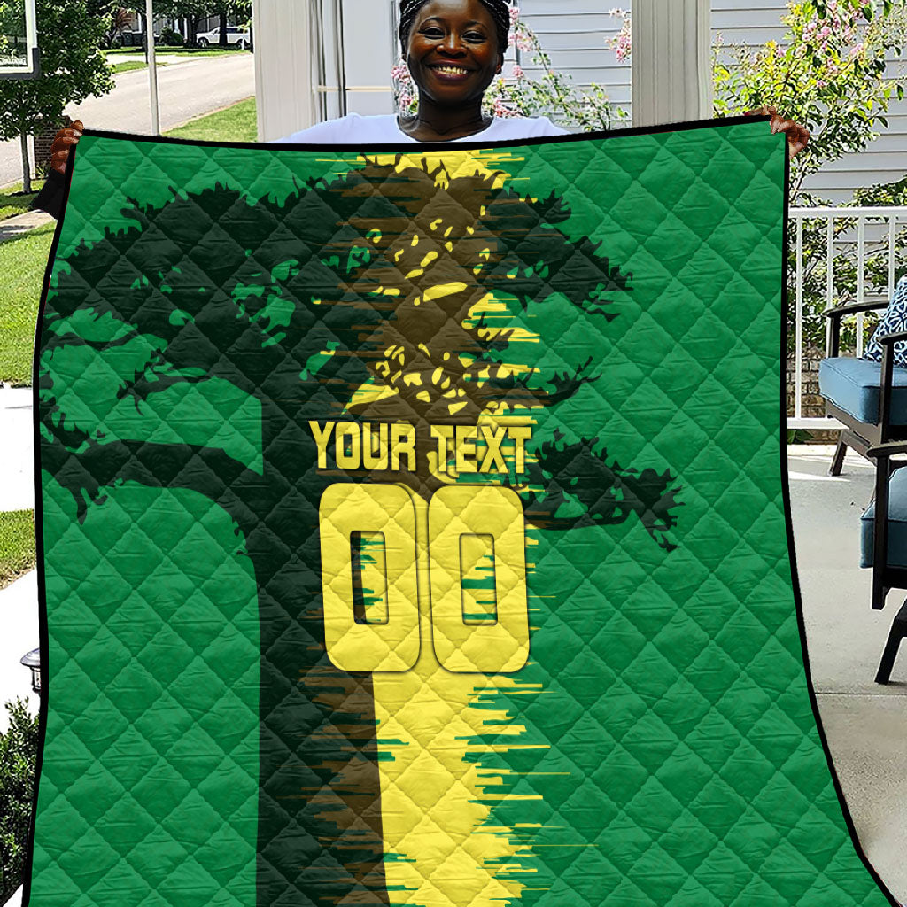 Personalized Senegal Football Lion Quilt Fierce Roaring Lion Soccer Art With Senegal Flag