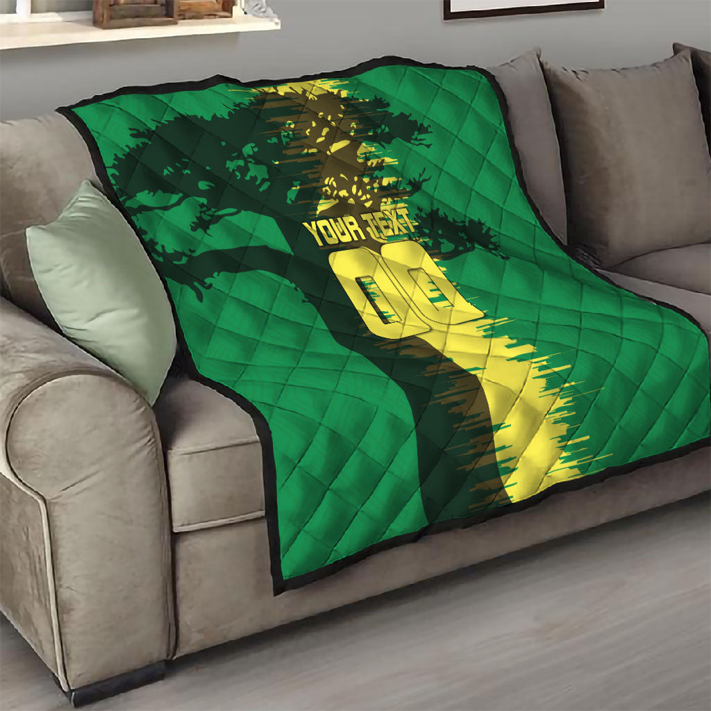 Personalized Senegal Football Lion Quilt Fierce Roaring Lion Soccer Art With Senegal Flag