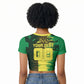 Personalized Senegal Football Lion Raglan Cropped T shirt Fierce Roaring Lion Soccer Art With Senegal Flag