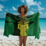 Personalized Senegal Football Lion Sarong Fierce Roaring Lion Soccer Art With Senegal Flag