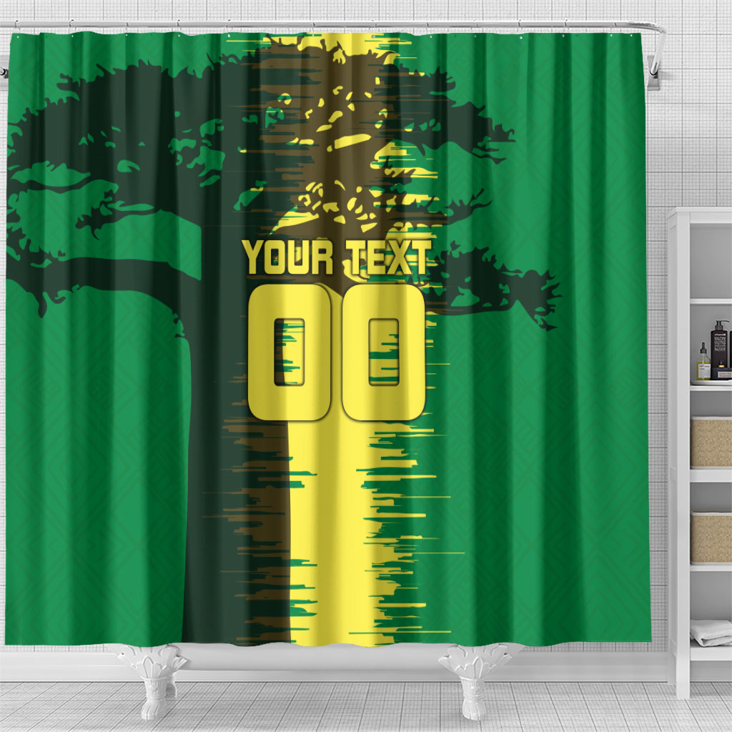 Personalized Senegal Football Lion Shower Curtain Fierce Roaring Lion Soccer Art With Senegal Flag