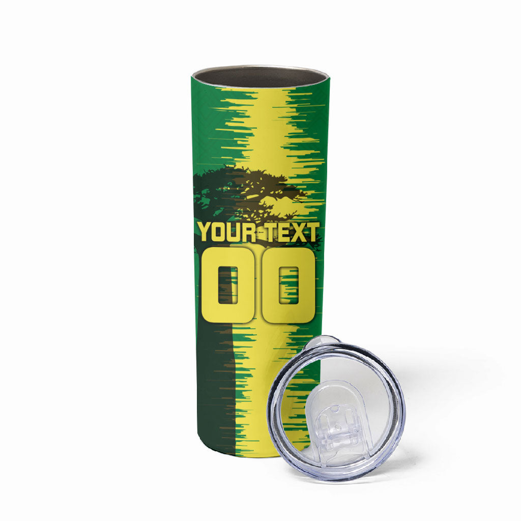 Personalized Senegal Football Lion Skinny Tumbler Fierce Roaring Lion Soccer Art With Senegal Flag