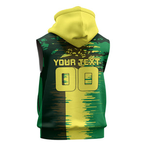 Personalized Senegal Football Lion Sleeveless Hoodie Fierce Roaring Lion Soccer Art With Senegal Flag