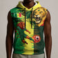 Personalized Senegal Football Lion Sleeveless Hoodie Fierce Roaring Lion Soccer Art With Senegal Flag