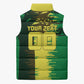 Personalized Senegal Football Lion Sleeveless Puffer Jacket Fierce Roaring Lion Soccer Art With Senegal Flag
