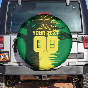 Personalized Senegal Football Lion Spare Tire Cover Fierce Roaring Lion Soccer Art With Senegal Flag