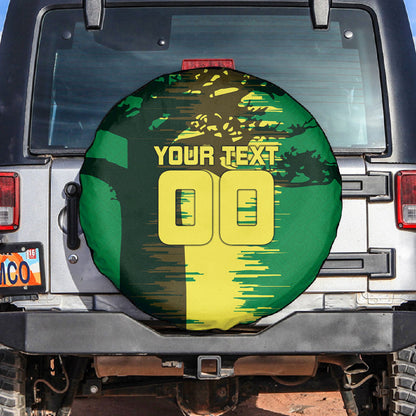 Personalized Senegal Football Lion Spare Tire Cover Fierce Roaring Lion Soccer Art With Senegal Flag