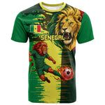 Personalized Senegal Football Lion T shirt Fierce Roaring Lion Soccer Art With Senegal Flag
