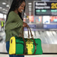 Personalized Senegal Football Lion Travel Bag Fierce Roaring Lion Soccer Art With Senegal Flag