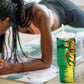 Personalized Senegal Football Lion Tumbler With Handle Fierce Roaring Lion Soccer Art With Senegal Flag