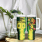 Personalized Senegal Football Lion Tumbler With Handle Fierce Roaring Lion Soccer Art With Senegal Flag