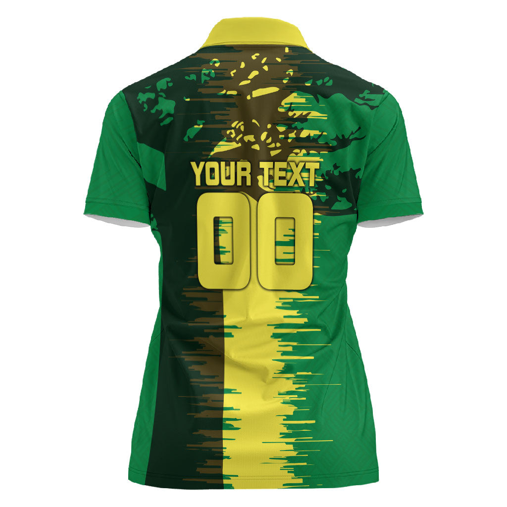 Personalized Senegal Football Lion Women Polo Shirt Fierce Roaring Lion Soccer Art With Senegal Flag
