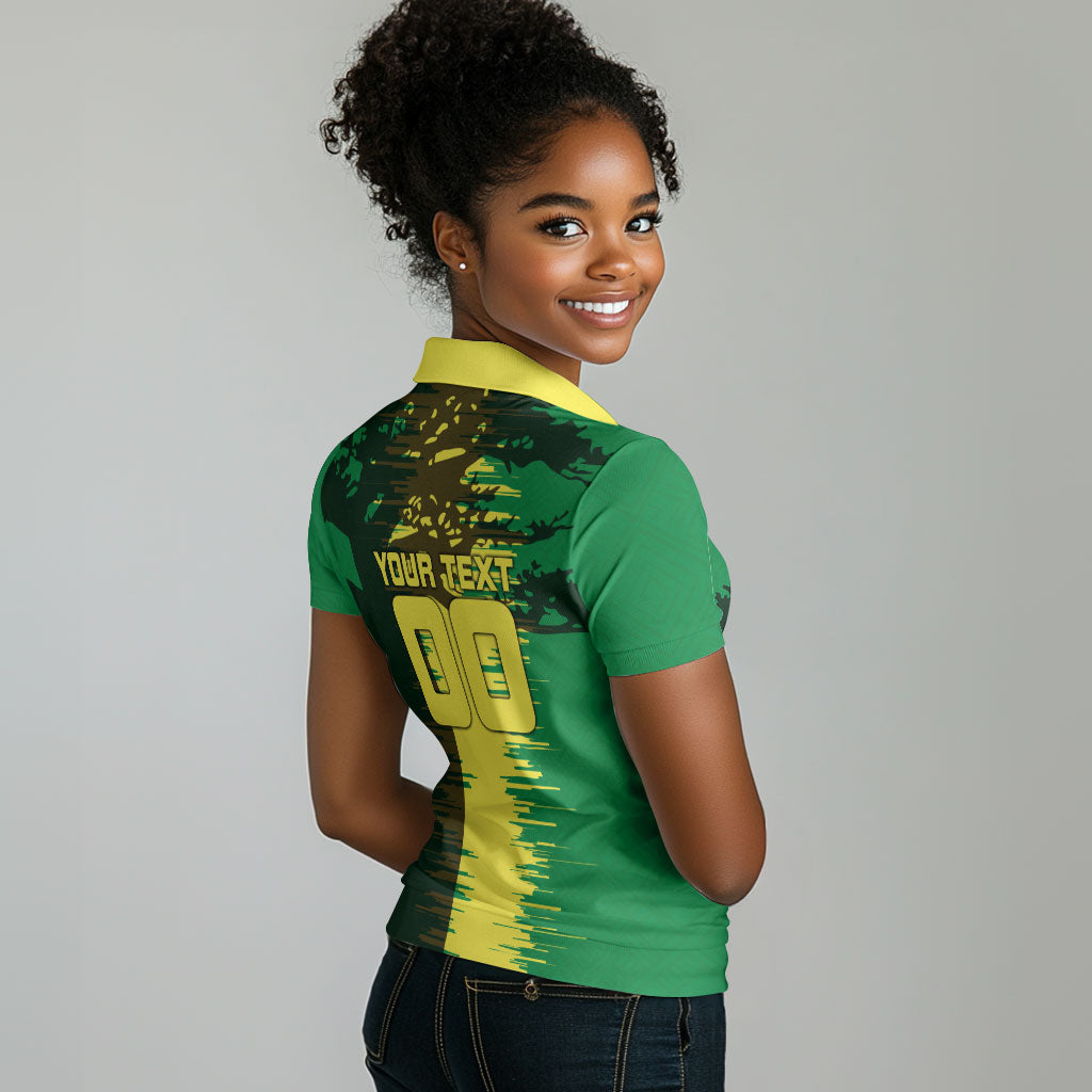 Personalized Senegal Football Lion Women Polo Shirt Fierce Roaring Lion Soccer Art With Senegal Flag
