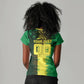 Personalized Senegal Football Lion Women V-Neck T-Shirt Fierce Roaring Lion Soccer Art With Senegal Flag