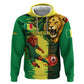 Personalized Senegal Football Lion Zip Hoodie Fierce Roaring Lion Soccer Art With Senegal Flag