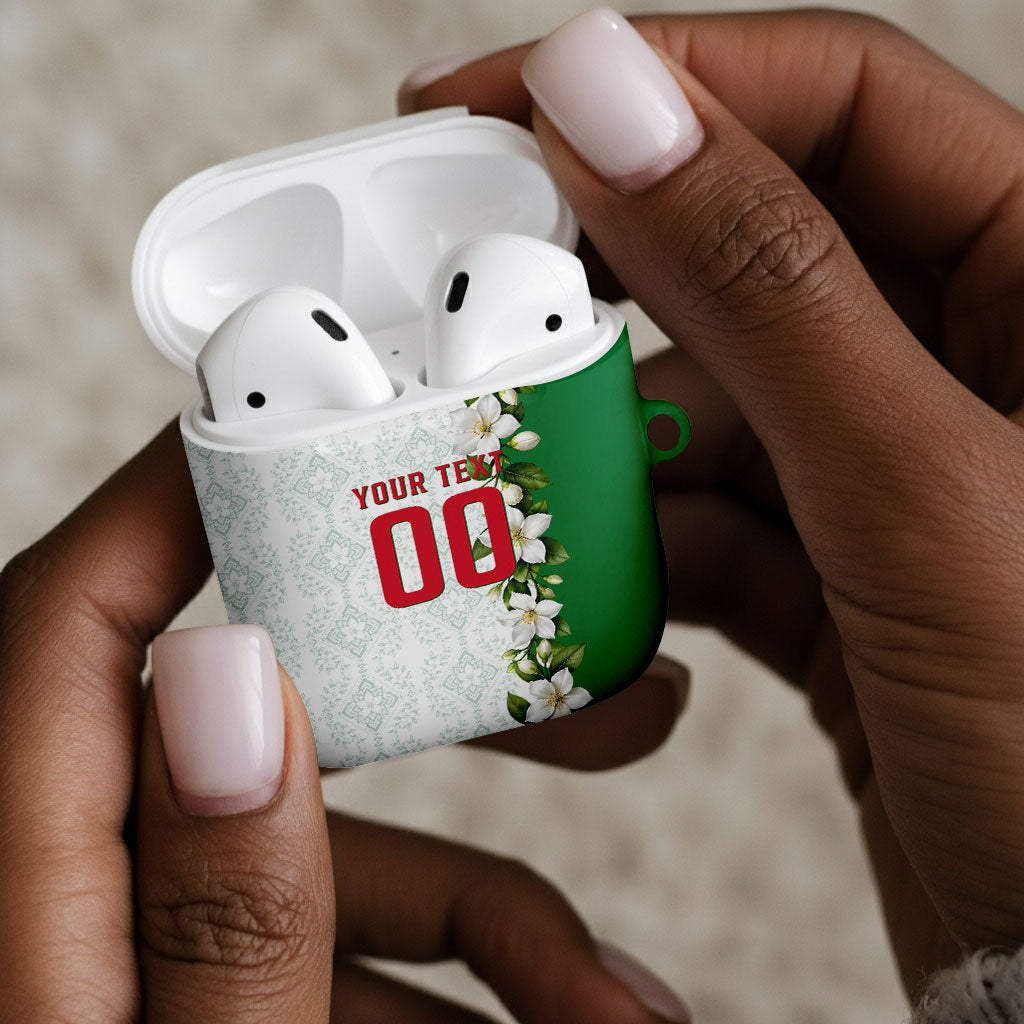Personalized Algeria Football Desert Fox AirPods Case Desert Fox Mascot Soccer Art With Floral Jasmine And Flag