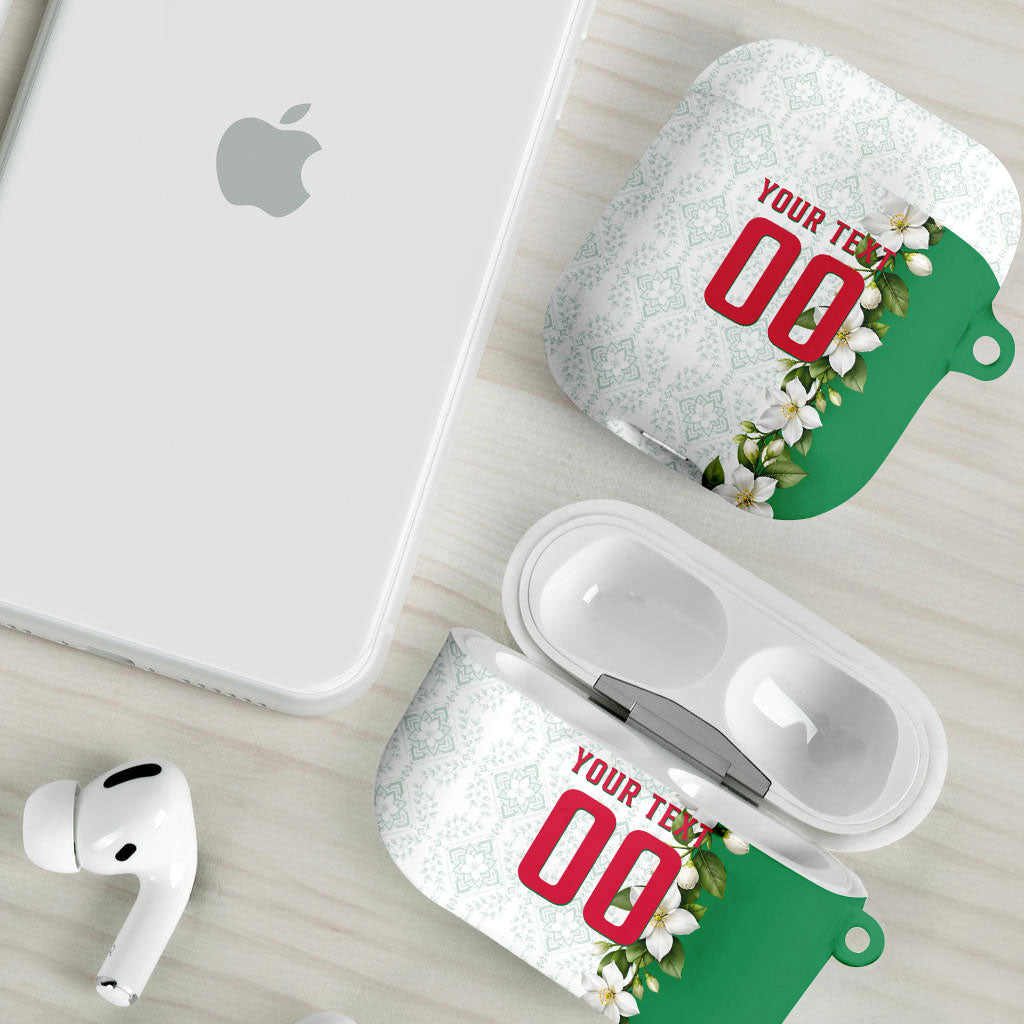 Personalized Algeria Football Desert Fox AirPods Case Desert Fox Mascot Soccer Art With Floral Jasmine And Flag