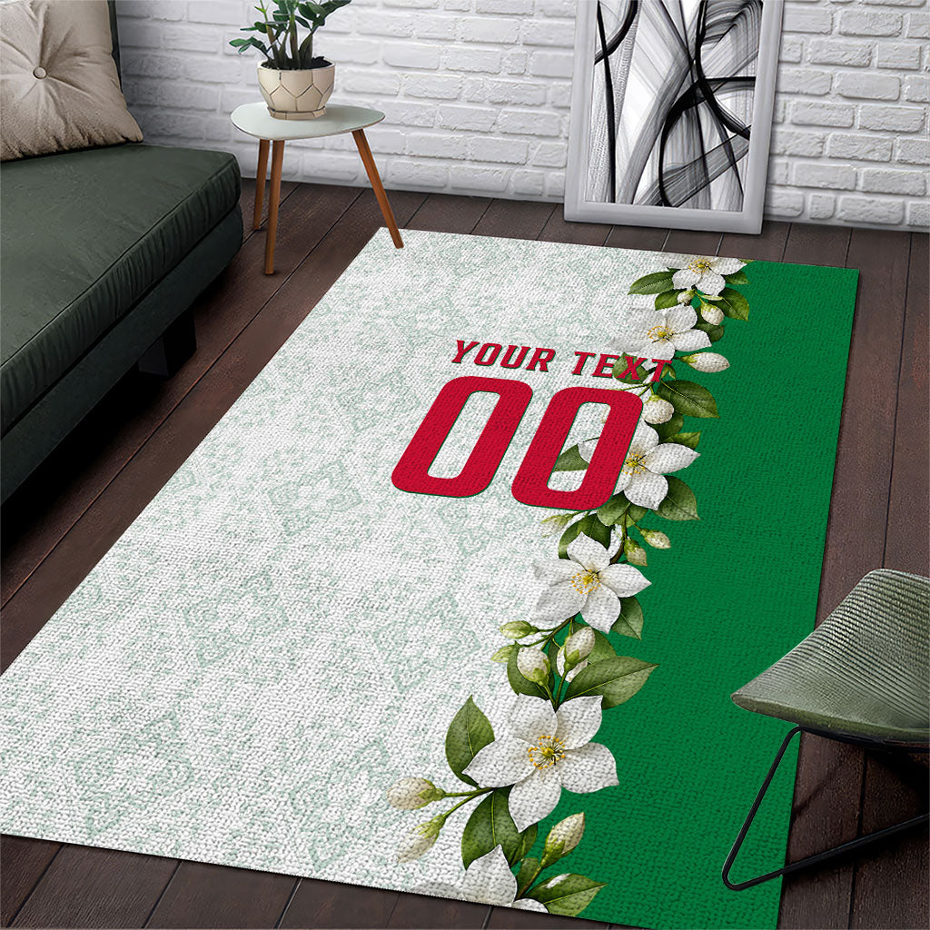 Personalized Algeria Football Desert Fox Area Rug Desert Fox Mascot Soccer Art With Floral Jasmine And Flag