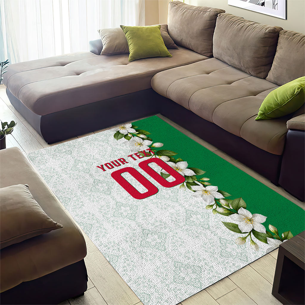 Personalized Algeria Football Desert Fox Area Rug Desert Fox Mascot Soccer Art With Floral Jasmine And Flag