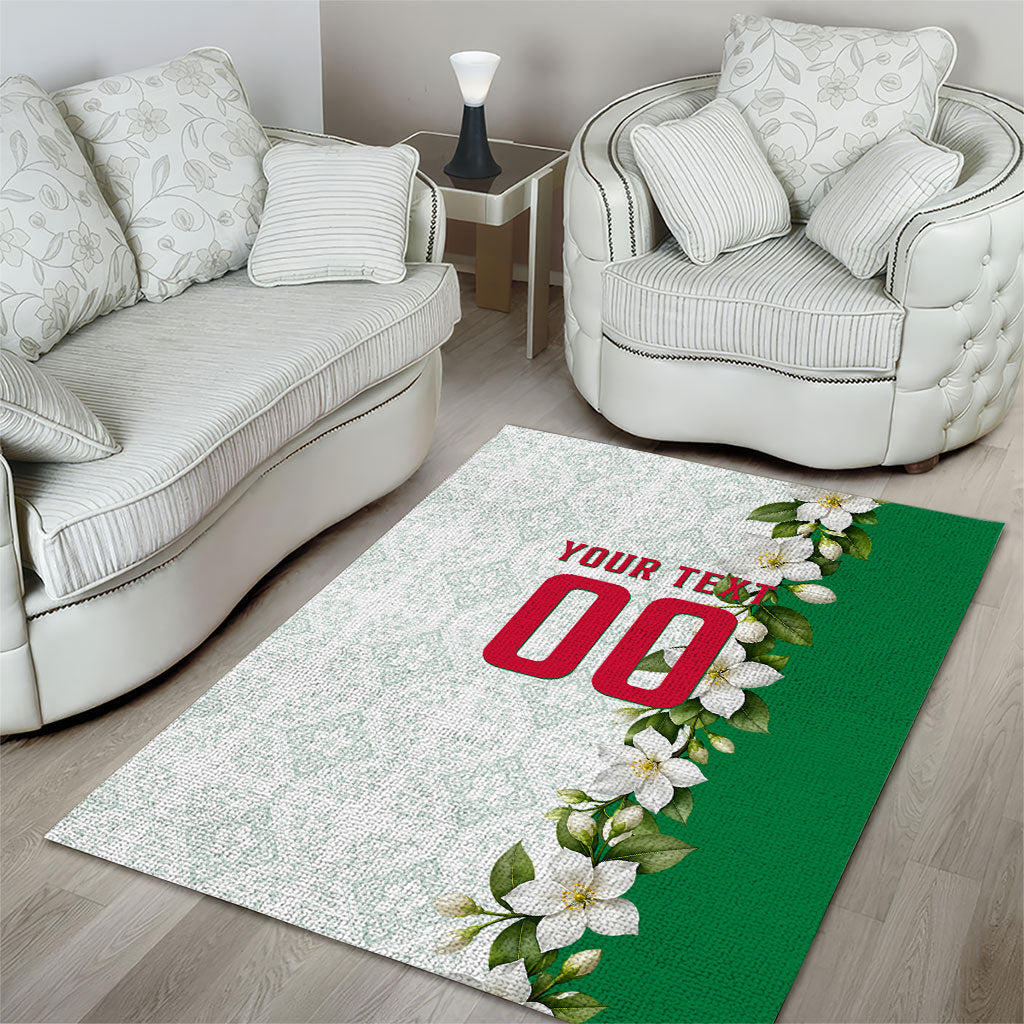 Personalized Algeria Football Desert Fox Area Rug Desert Fox Mascot Soccer Art With Floral Jasmine And Flag