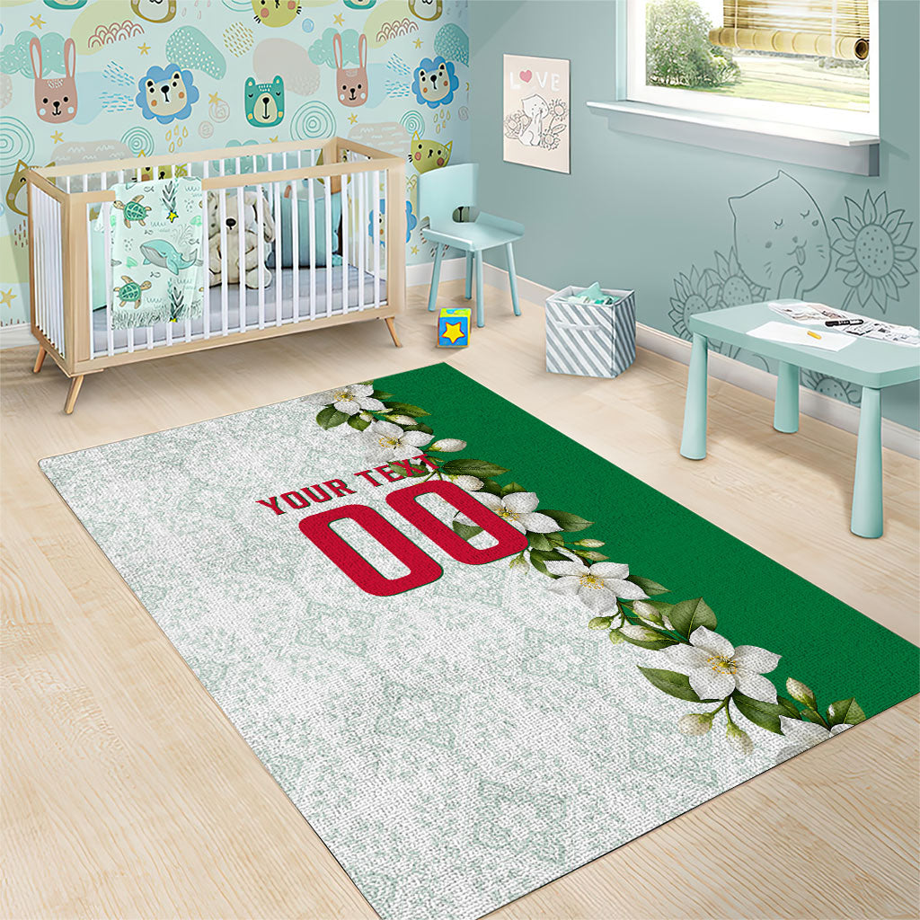 Personalized Algeria Football Desert Fox Area Rug Desert Fox Mascot Soccer Art With Floral Jasmine And Flag