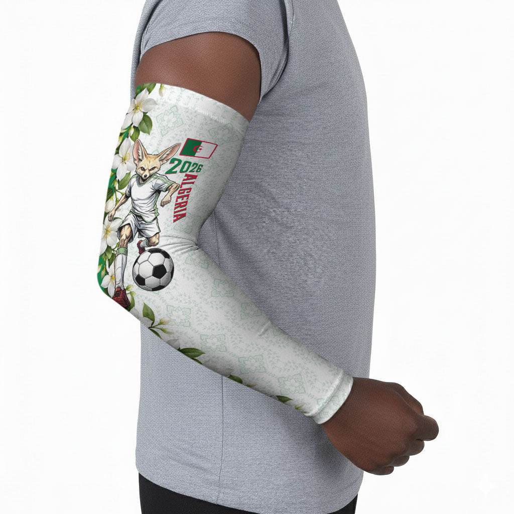 Personalized Algeria Football Desert Fox Arm Sleeves Desert Fox Mascot Soccer Art With Floral Jasmine And Flag