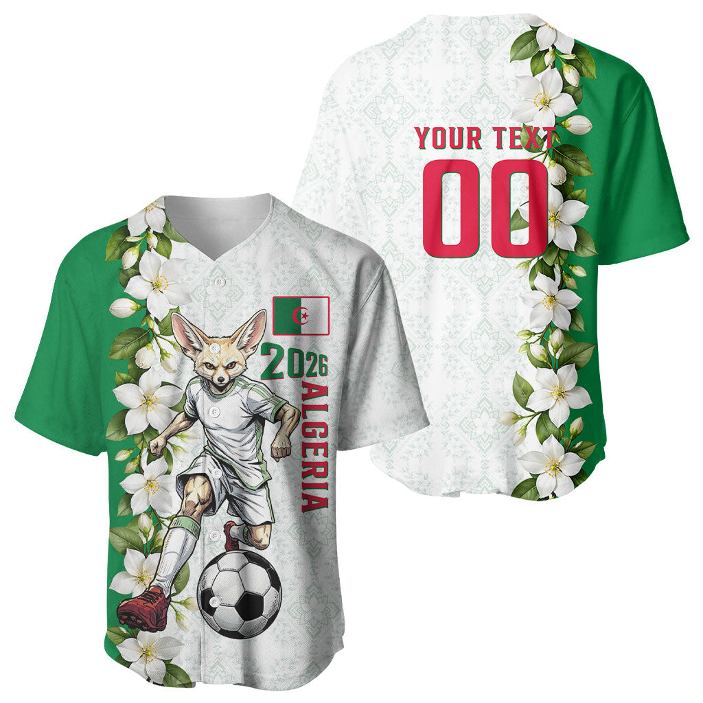 Personalized Algeria Football Desert Fox Baseball Jersey Desert Fox Mascot Soccer Art With Floral Jasmine And Flag
