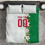 Personalized Algeria Football Desert Fox Bedding Set Desert Fox Mascot Soccer Art With Floral Jasmine And Flag