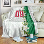 Personalized Algeria Football Desert Fox Blanket Desert Fox Mascot Soccer Art With Floral Jasmine And Flag