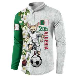 Personalized Algeria Football Desert Fox Button Sweatshirt Desert Fox Mascot Soccer Art With Floral Jasmine And Flag