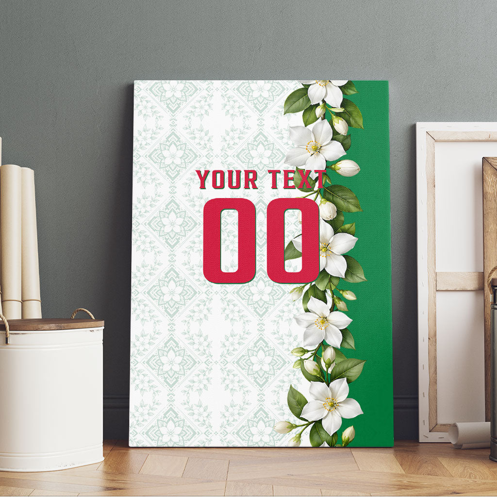 Personalized Algeria Football Desert Fox Canvas Wall Art Desert Fox Mascot Soccer Art With Floral Jasmine And Flag