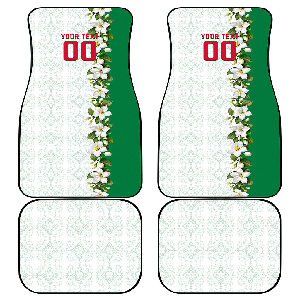 Personalized Algeria Football Desert Fox Car Mats Desert Fox Mascot Soccer Art With Floral Jasmine And Flag