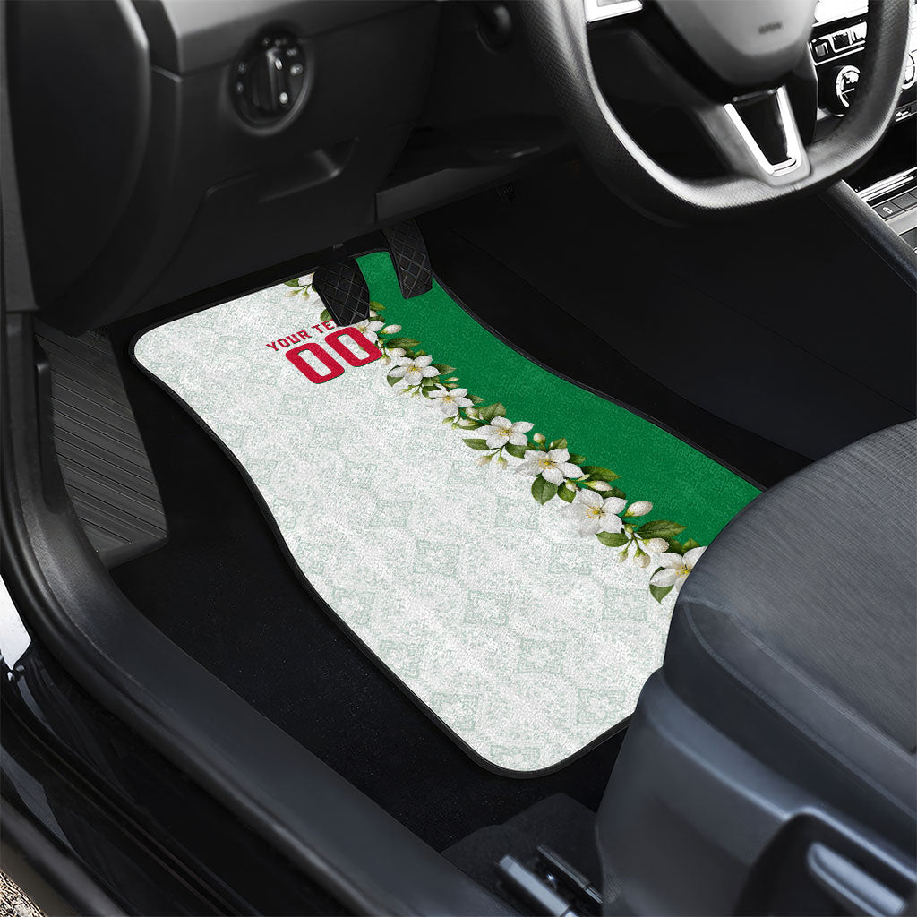 Personalized Algeria Football Desert Fox Car Mats Desert Fox Mascot Soccer Art With Floral Jasmine And Flag