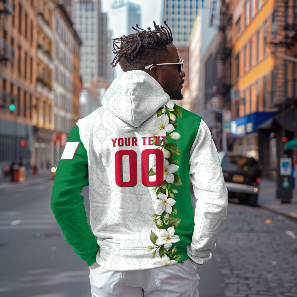 Personalized Algeria Football Desert Fox Hoodie Desert Fox Mascot Soccer Art With Floral Jasmine And Flag