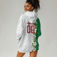 Personalized Algeria Football Desert Fox Hoodie Dress Desert Fox Mascot Soccer Art With Floral Jasmine And Flag