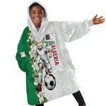 Personalized Algeria Football Desert Fox Kid Wearable Blanket Hoodie Desert Fox Mascot Soccer Art With Floral Jasmine And Flag