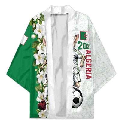 Personalized Algeria Football Desert Fox Kimono Desert Fox Mascot Soccer Art With Floral Jasmine And Flag