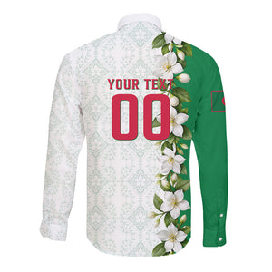 Personalized Algeria Football Desert Fox Long Sleeve Button Shirt Desert Fox Mascot Soccer Art With Floral Jasmine And Flag