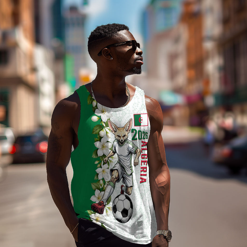 Personalized Algeria Football Desert Fox Men Tank Top Desert Fox Mascot Soccer Art With Floral Jasmine And Flag
