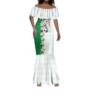 Personalized Algeria Football Desert Fox Mermaid Dress Desert Fox Mascot Soccer Art With Floral Jasmine And Flag