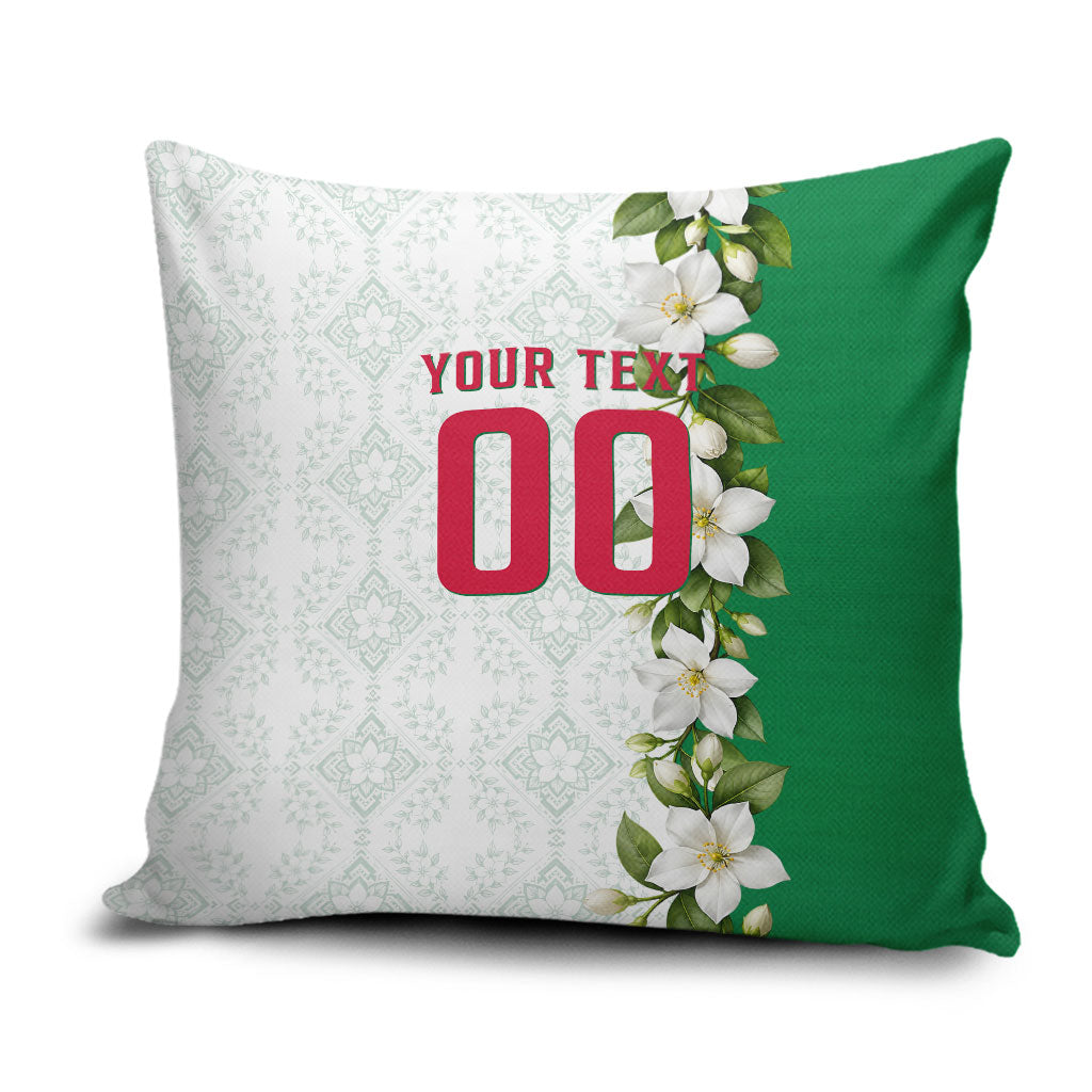 Personalized Algeria Football Desert Fox Pillow Cover Desert Fox Mascot Soccer Art With Floral Jasmine And Flag